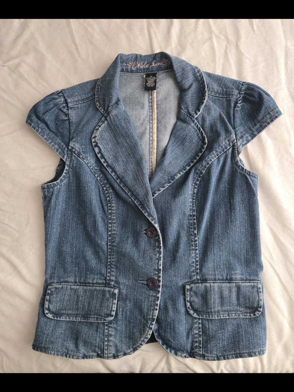 Denim Short-Sleeve Jean Jacket - Blue